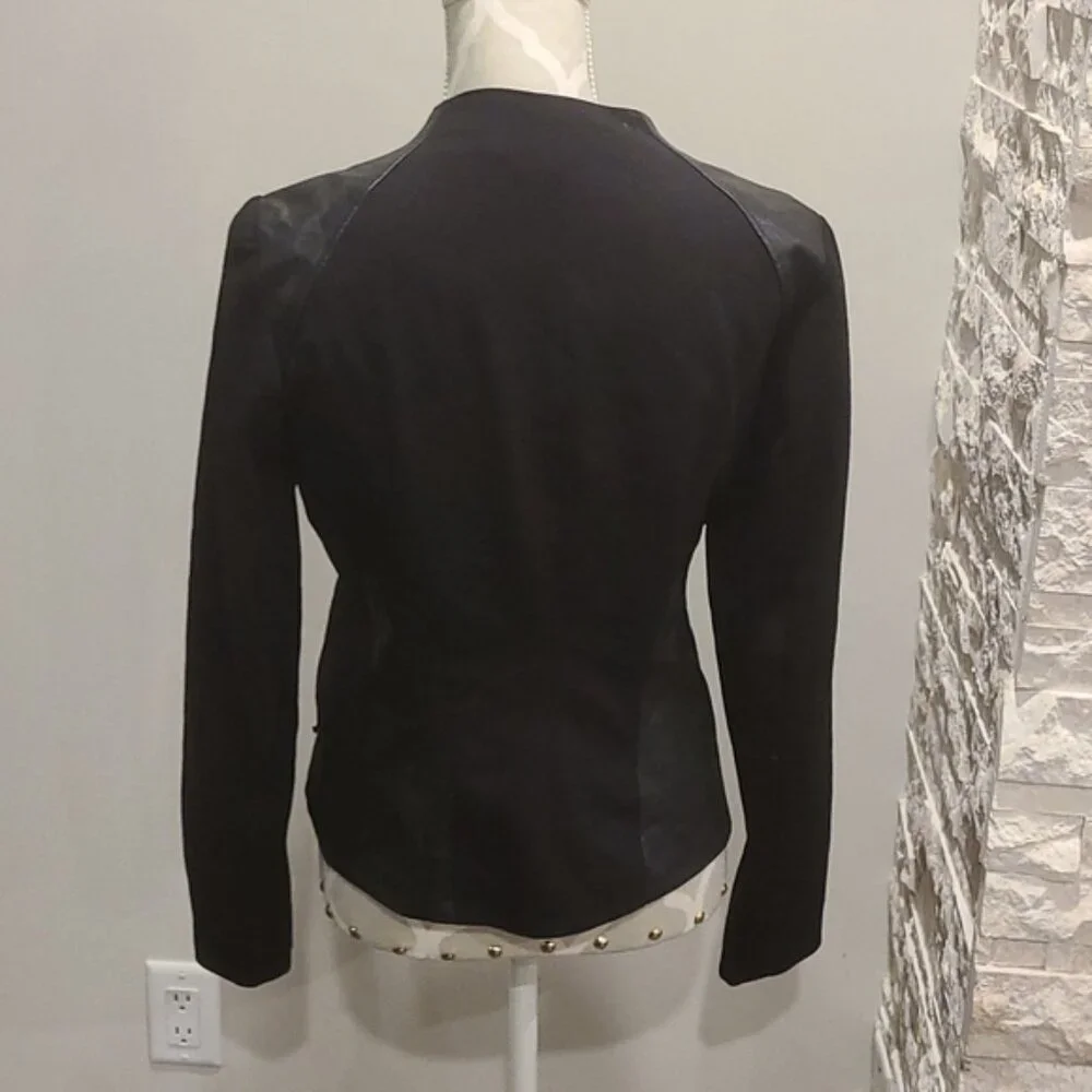 Calvin Klein Black Faux Leather Moto jacket - Picture 3 of 7